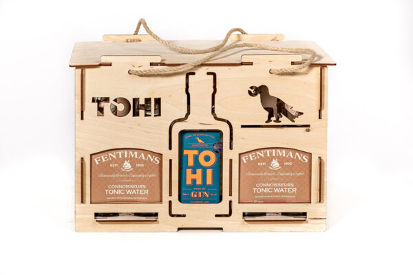 TOHI gift set with gin and 12 Fentimans tonics, gin glass