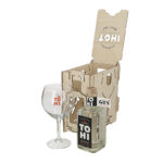 Tohi London Dry gin gift set with a glass